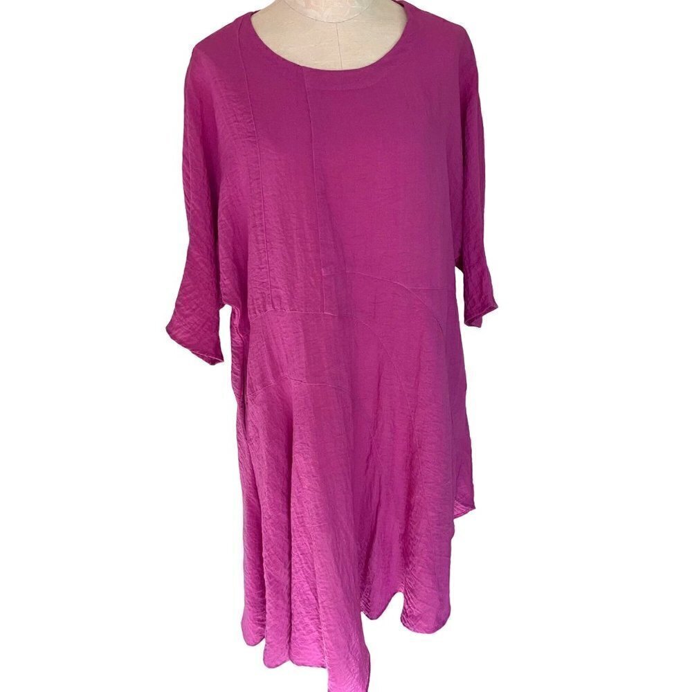 Eleven Stitch Design Womens Tunic Dress Pink Size XS Asymmetrical Made In USA